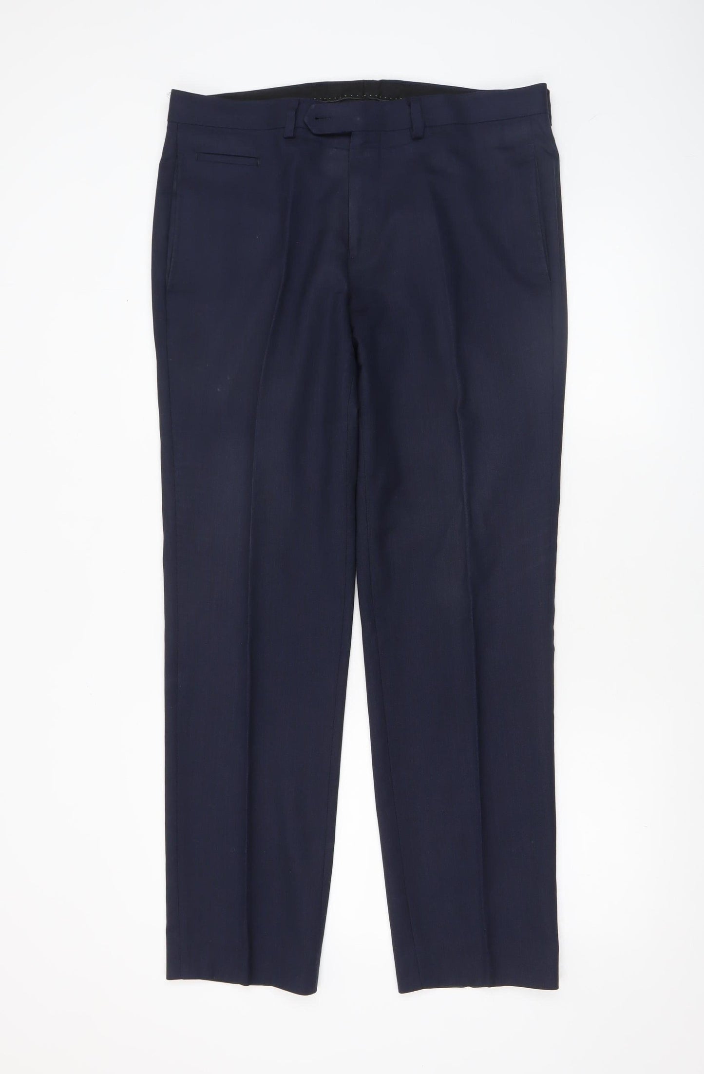 Remus Uomo Men's Navy Blue 34R Wool Blend Dress Pants
