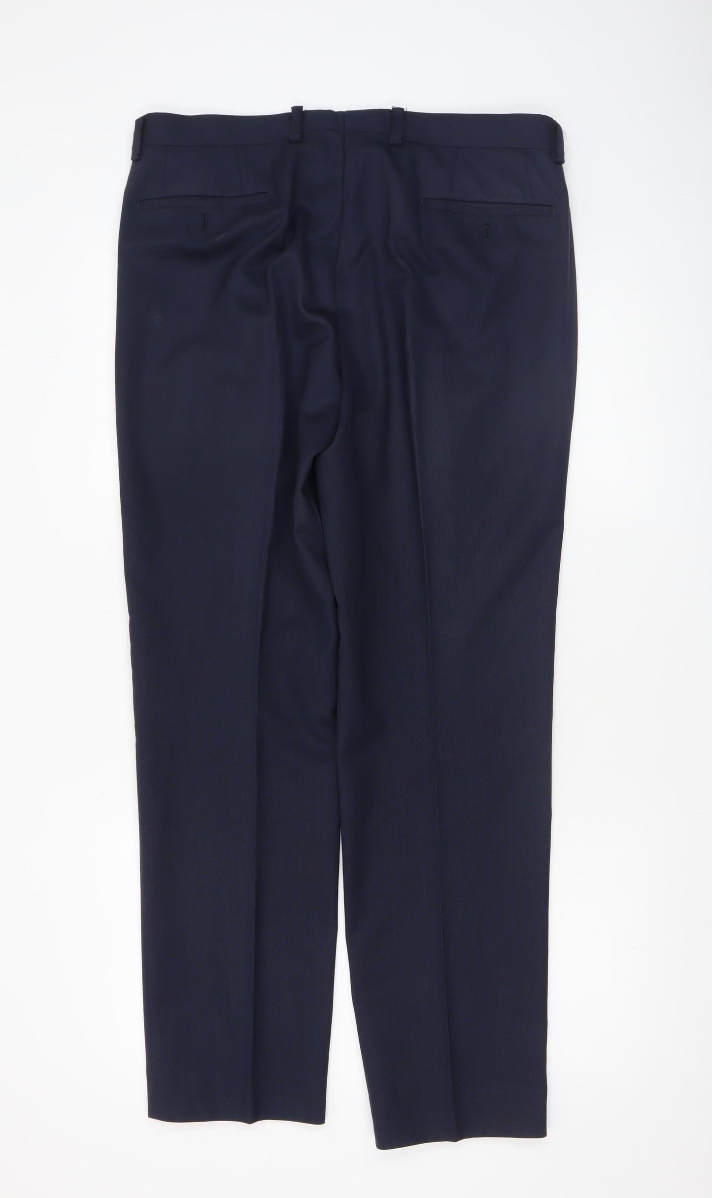Remus Uomo Men's Navy Blue 34R Wool Blend Dress Pants