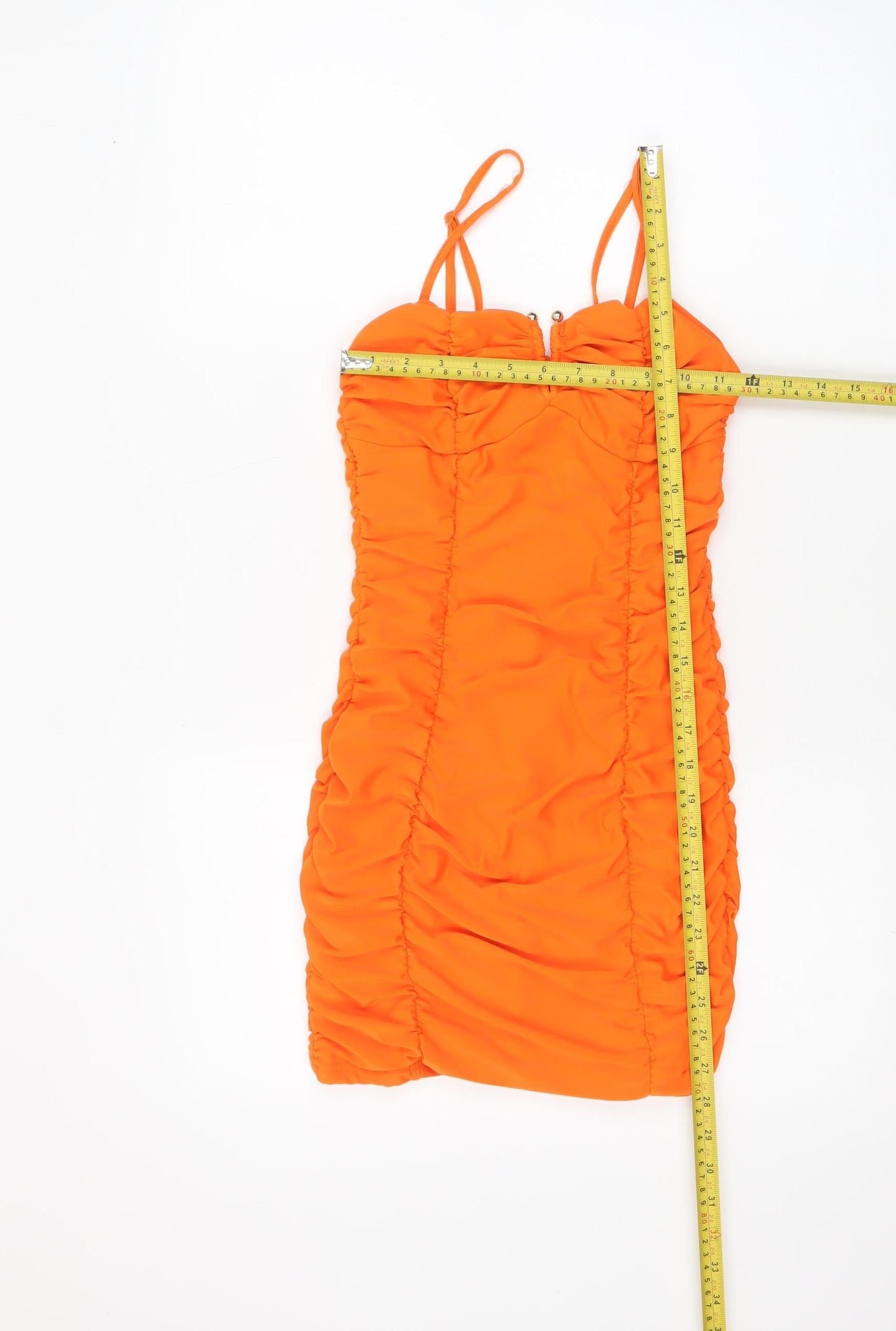 Saint Genies Women Orange Bodycon Ruched Mini Dress Size 6
