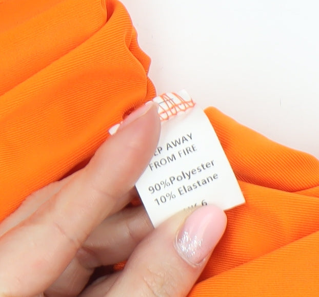 Saint Genies Women Orange Bodycon Ruched Mini Dress Size 6
