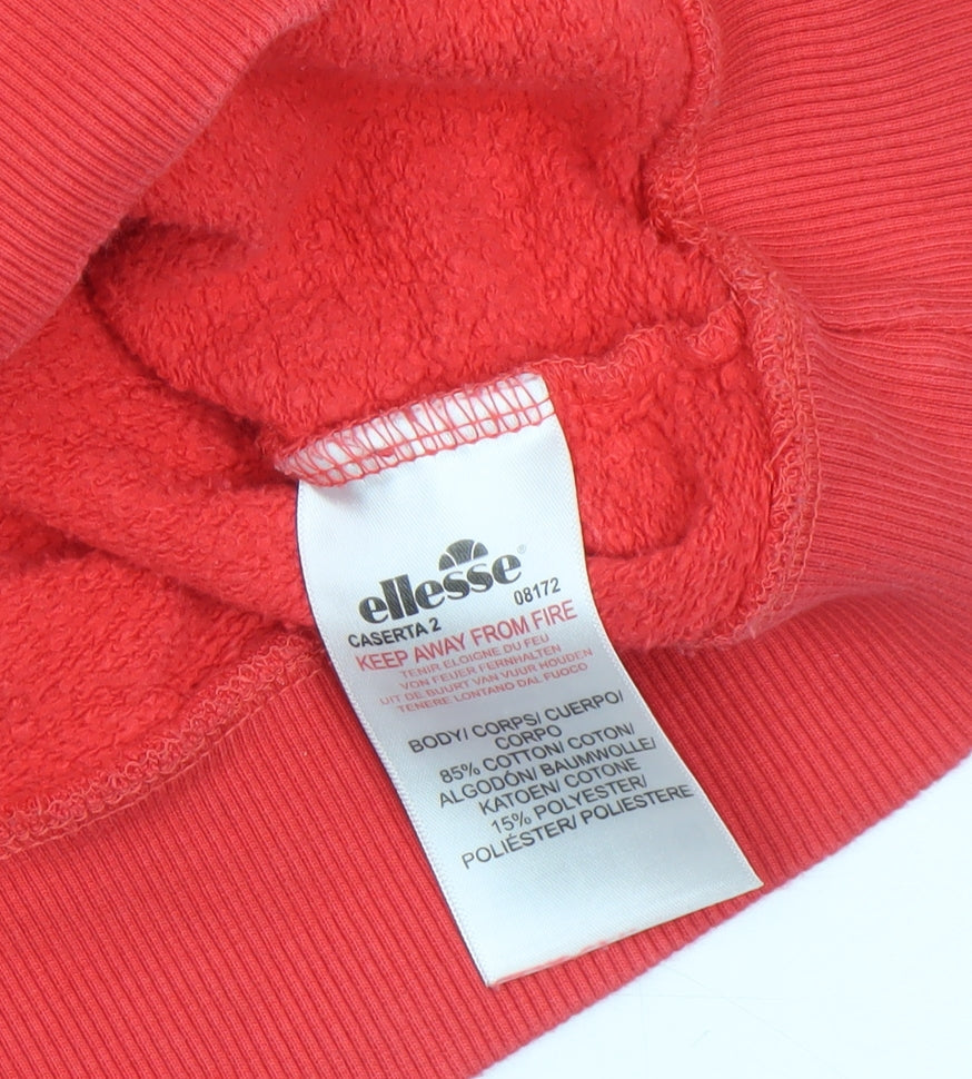 Ellesse Women Red Crew Neck Pullover Sweatshirt UK 6 Cotton Blend
