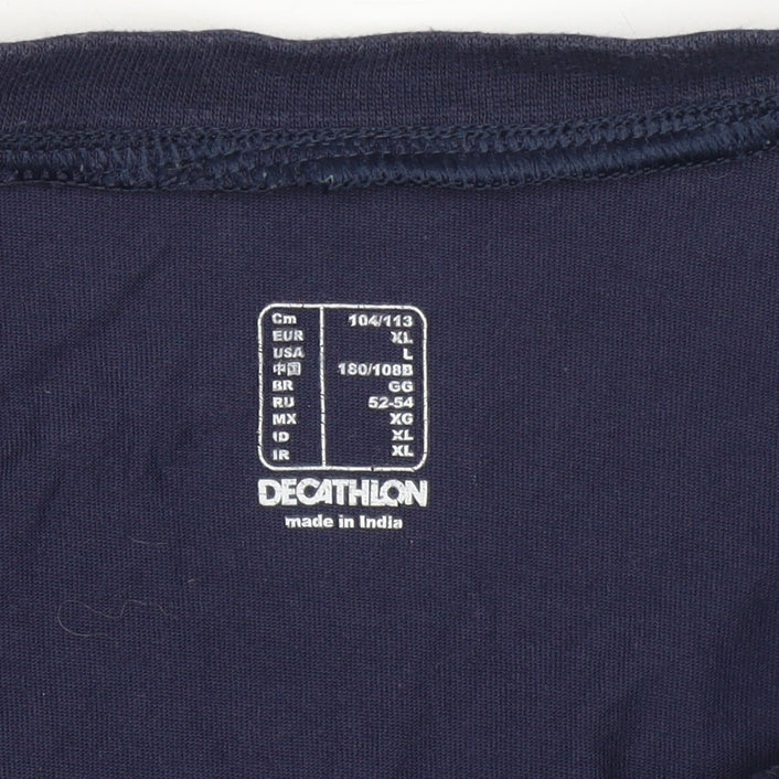 Decathlon Men's Navy Blue Graphic Print Cotton T-Shirt XL