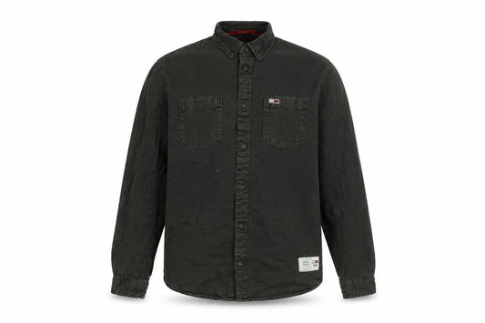Tommy Jeans Men's Green Cotton Button-Up Long Sleeve Shirt M