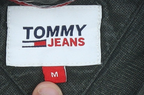 Tommy Jeans Men's Green Cotton Button-Up Long Sleeve Shirt M