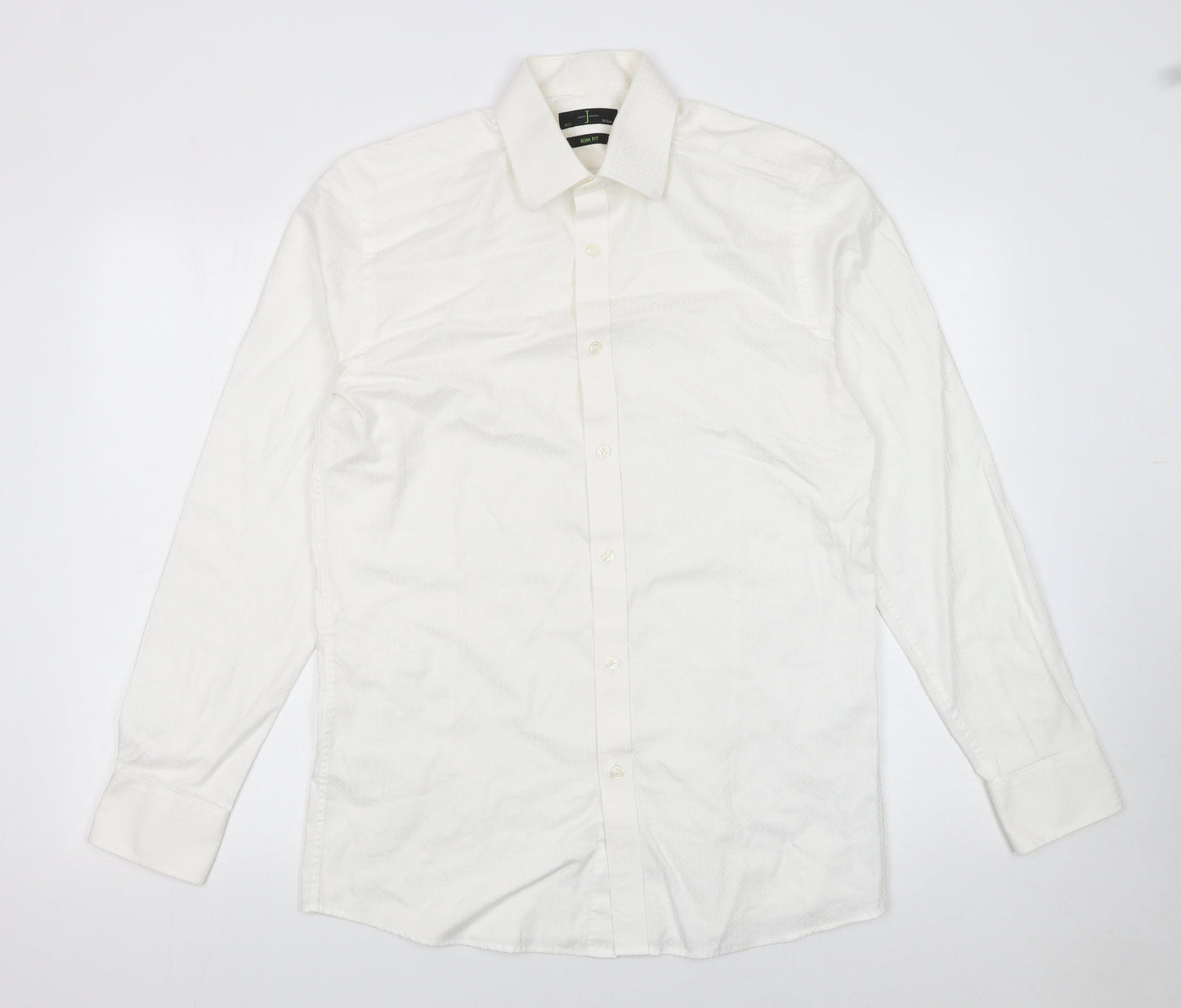Jasper Conran Men’s White 15.5in Regular Fit Cotton Long Sleeve Formal Dress Shirt