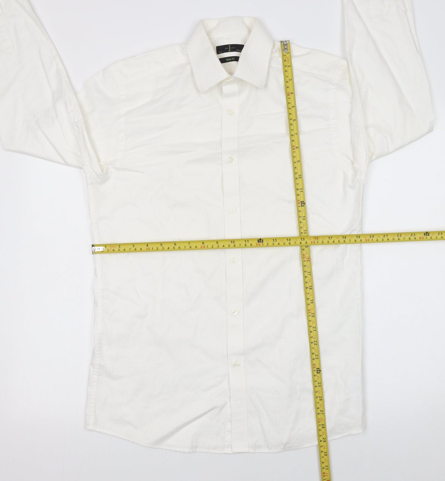Jasper Conran Men’s White 15.5in Regular Fit Cotton Long Sleeve Formal Dress Shirt