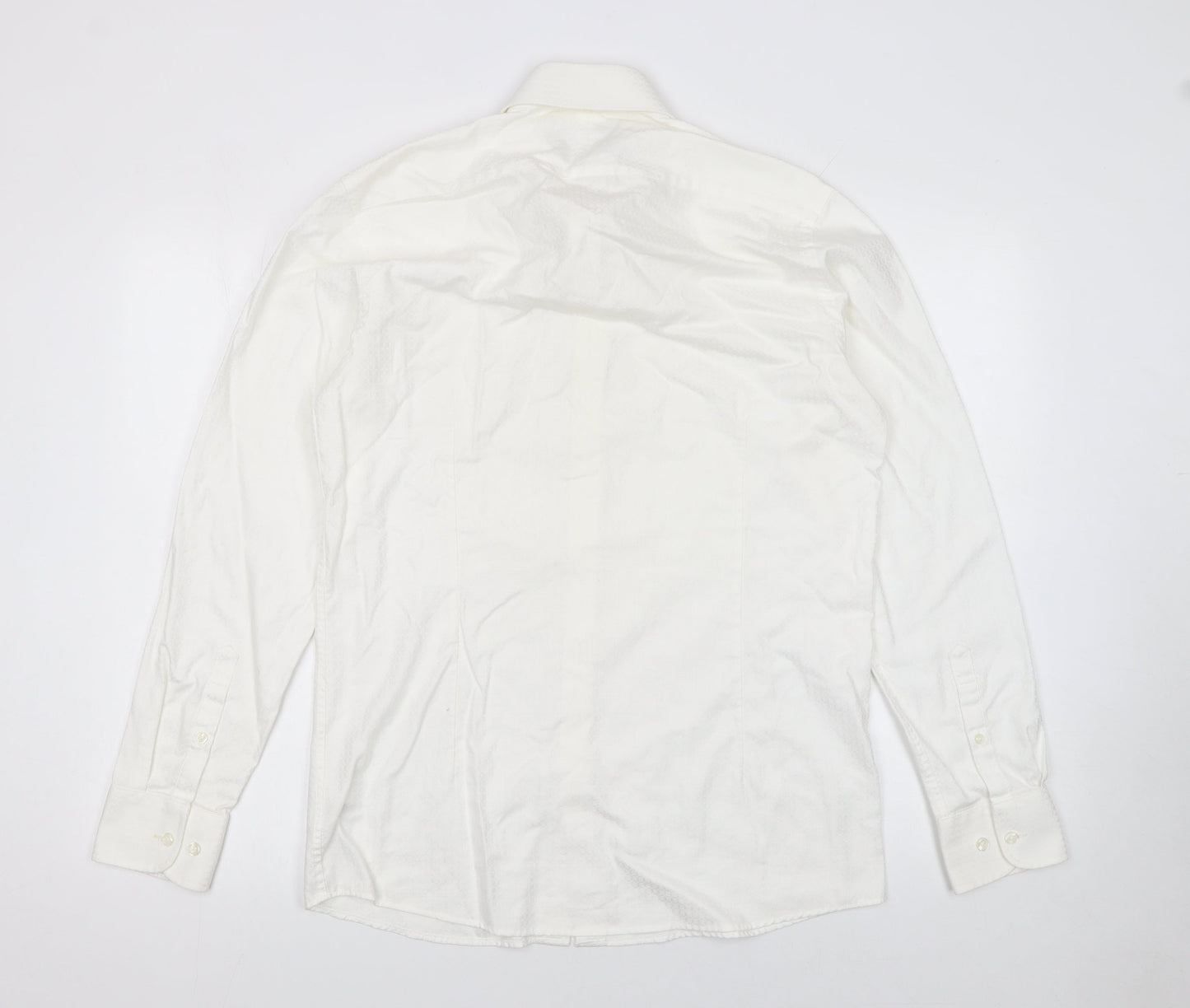 Jasper Conran Men’s White 15.5in Regular Fit Cotton Long Sleeve Formal Dress Shirt
