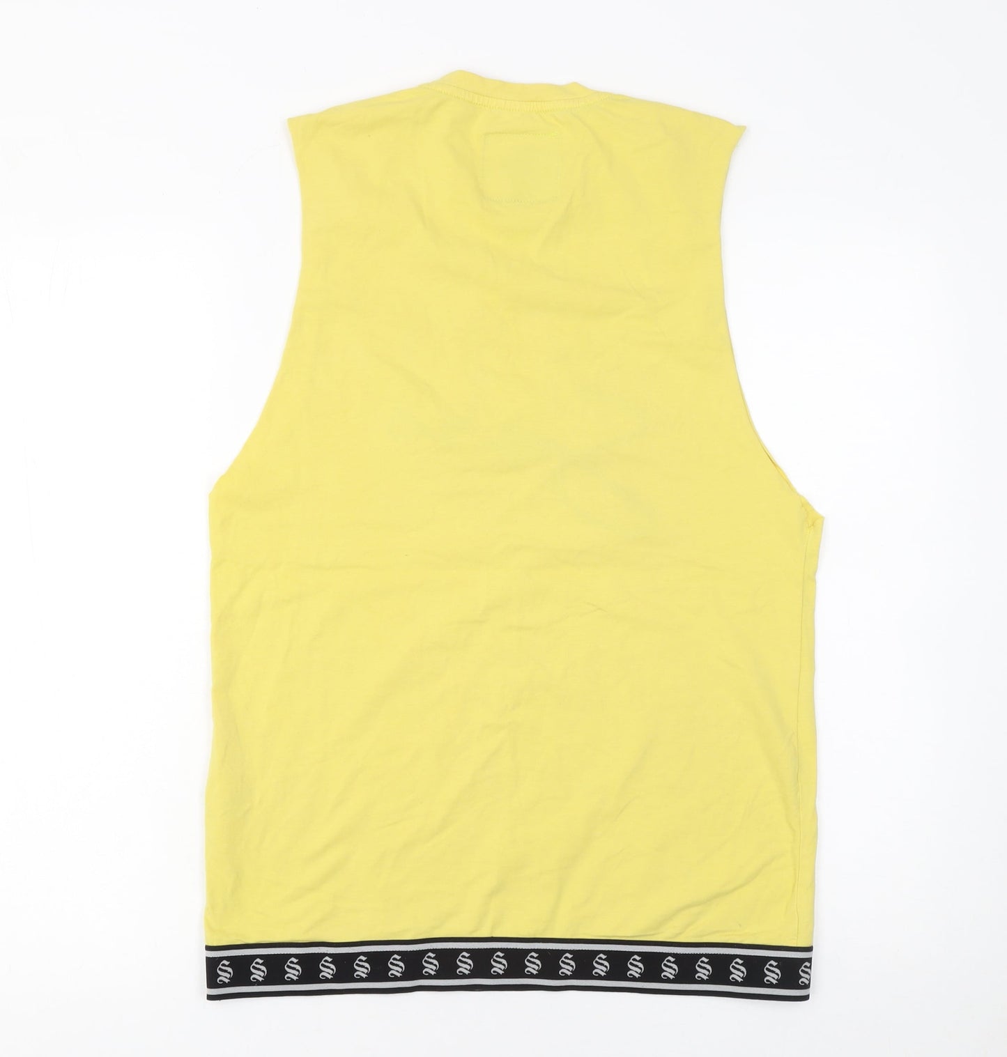 Sinners Attire Men's Yellow Sleeveless T-Shirt XS Cotton Graphic Top