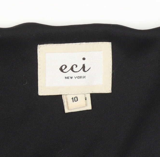 ECI New York Black Sequin Embroidered Short Sleeve Tunic Top Size 10