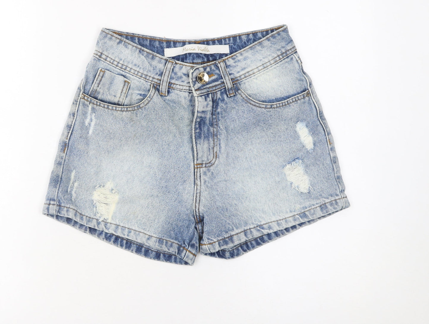 Maria Violeta Women's Blue Size 10 Boyfriend Denim Shorts