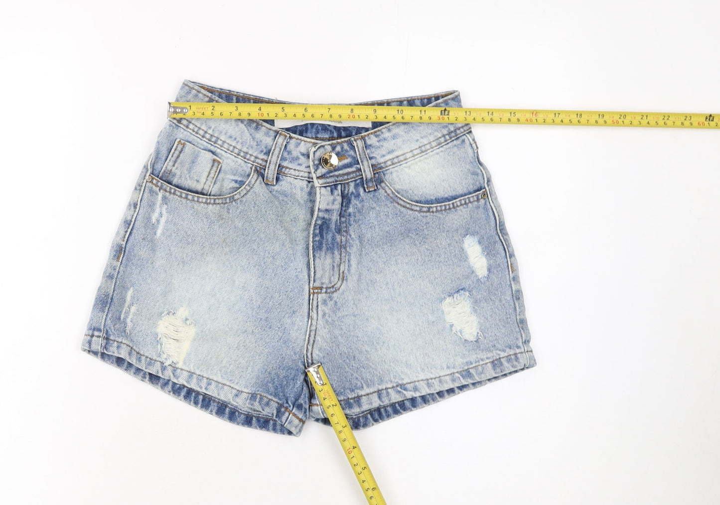 Maria Violeta Women's Blue Size 10 Boyfriend Denim Shorts