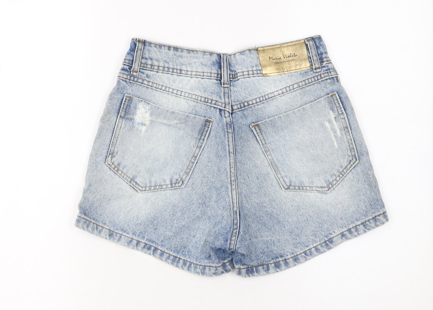 Maria Violeta Women's Blue Size 10 Boyfriend Denim Shorts