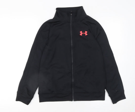 Under Armour Girls Black Track Jacket Size 10 Years Zip-Up Activewear