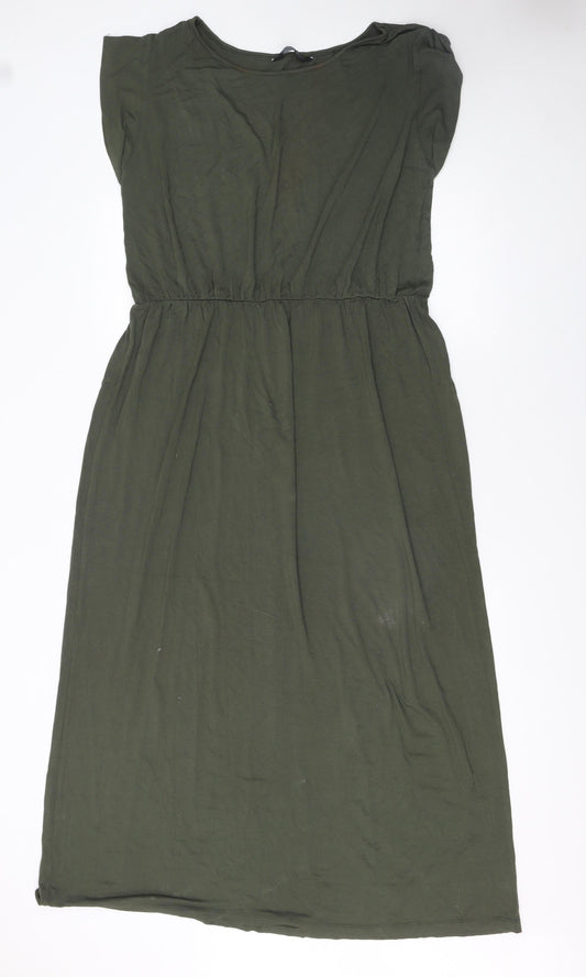 Dorothy Perkins Women’s Green Midi Fit & Flare Jersey Dress Size 16