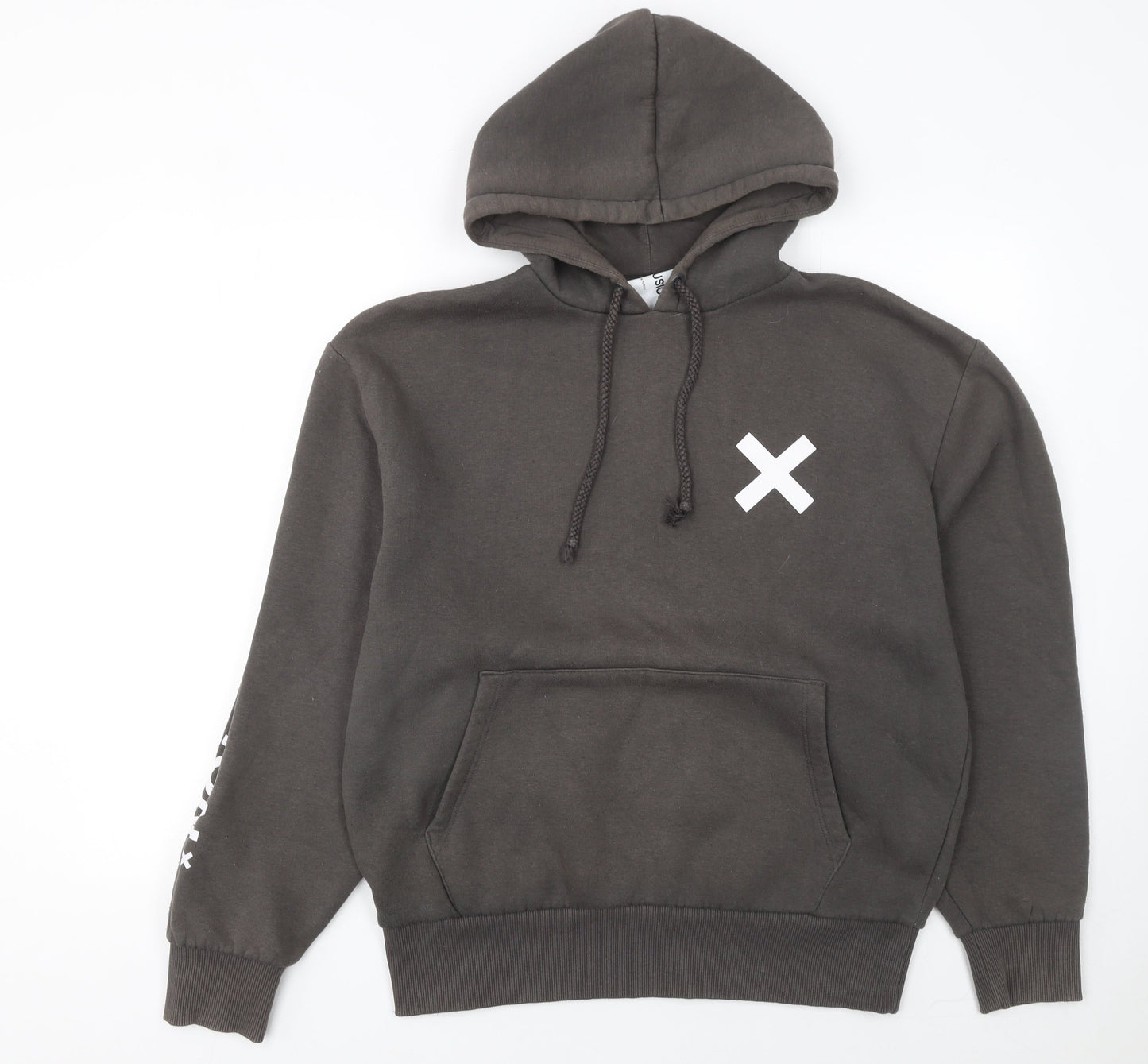 Collusion Men's Brown Pullover Hoodie S Graphic Logo Fleece