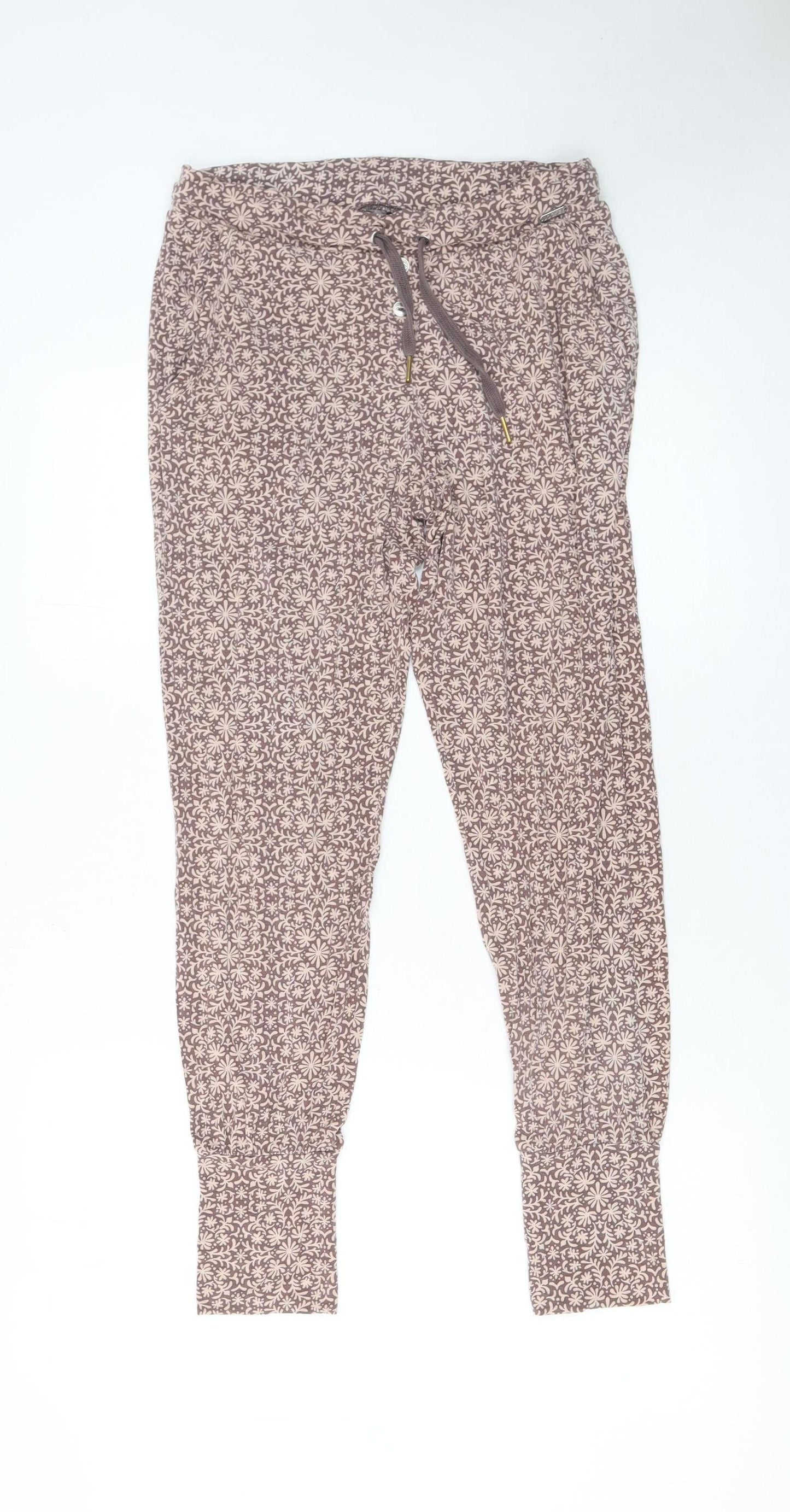 Jockey Womens Brown Floral Modal Jogger Trousers Size S