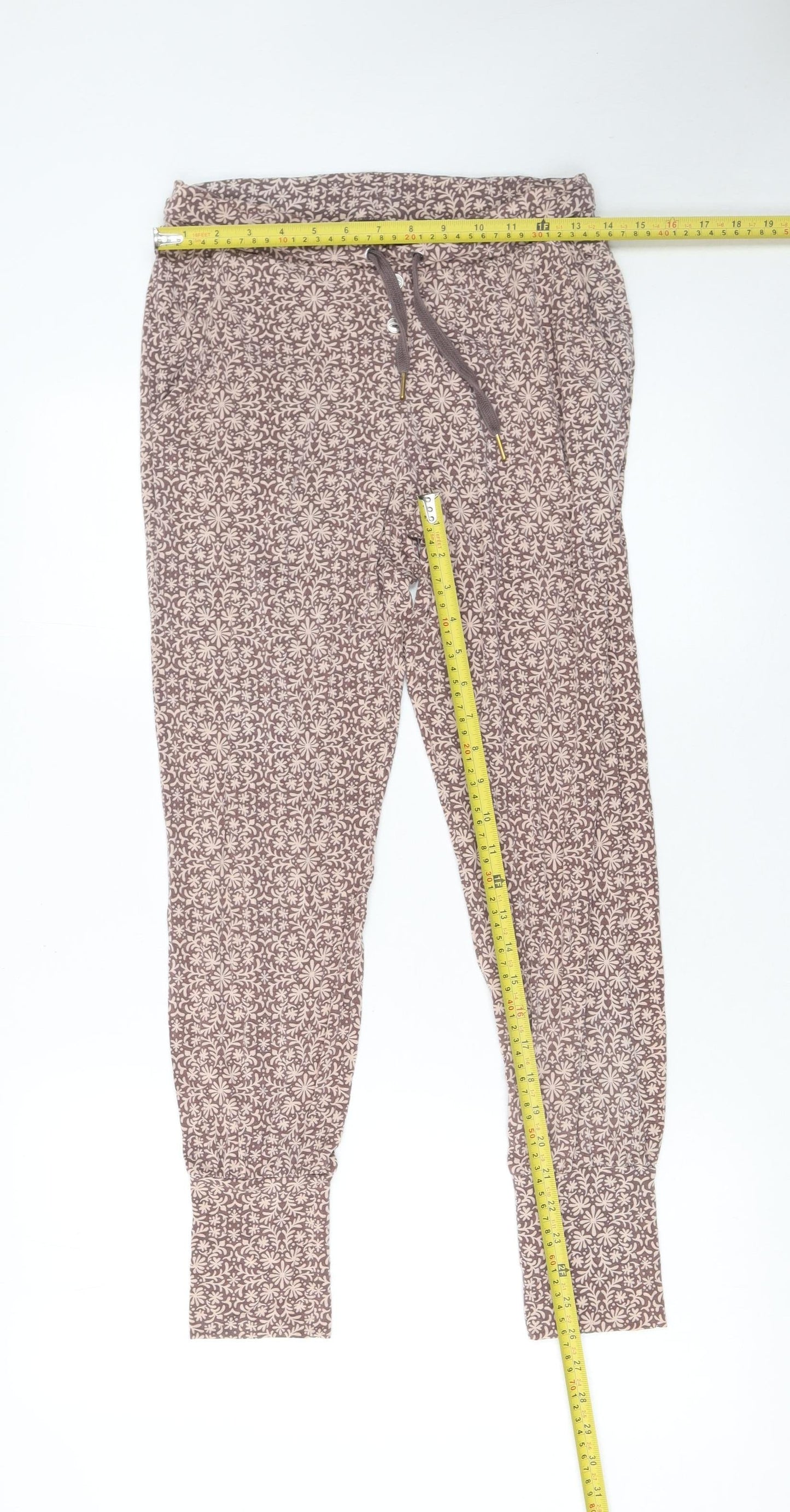 Jockey Womens Brown Floral Modal Jogger Trousers Size S