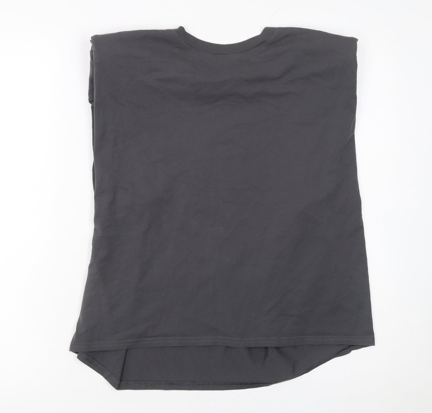 4TH ARQ Womens Black Sleeveless Cotton Basic T-Shirt L
