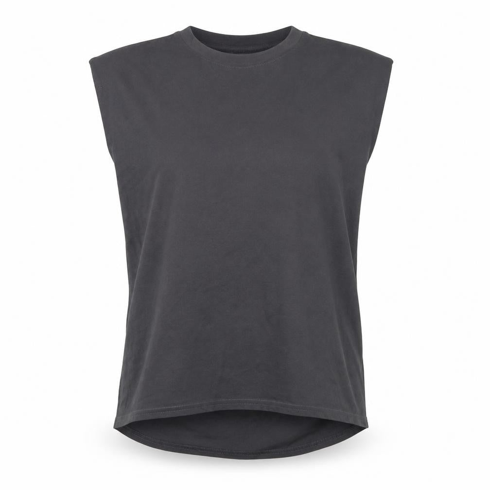 4th & Reckless Womens Black Sleeveless Cotton Basic T-Shirt L