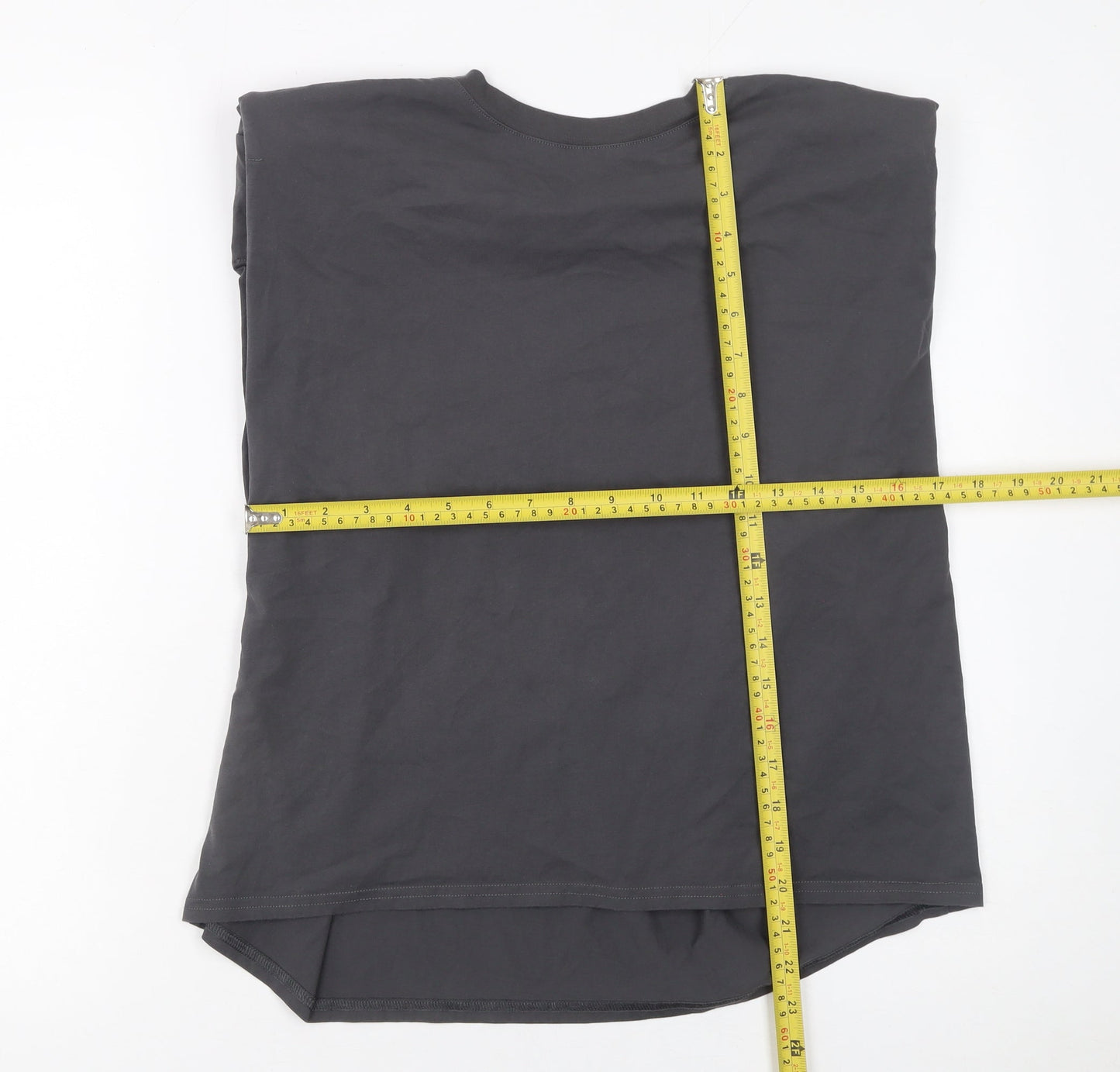 4TH ARQ Womens Black Sleeveless Cotton Basic T-Shirt L