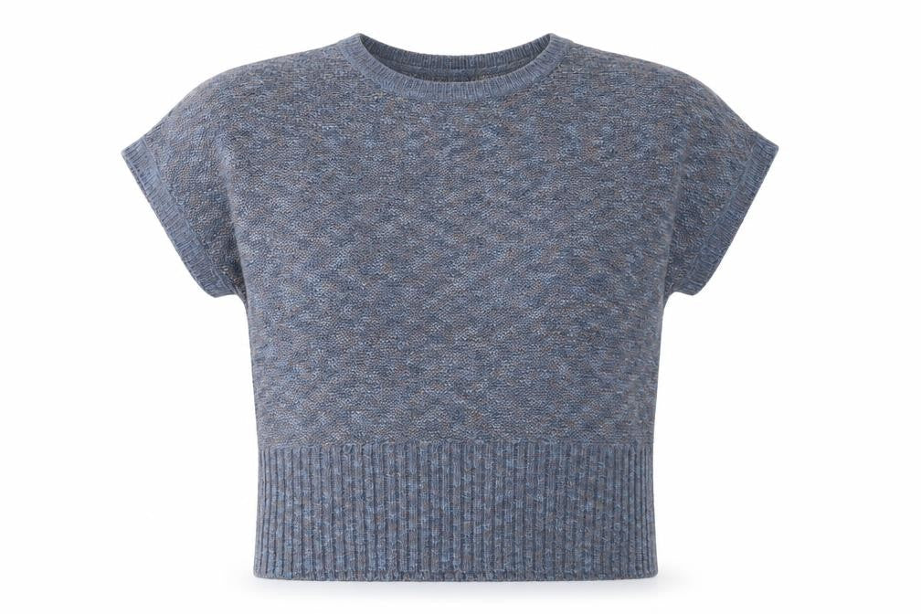 Katies Women's Blue Knit Short Sleeve Pullover Jumper Size L