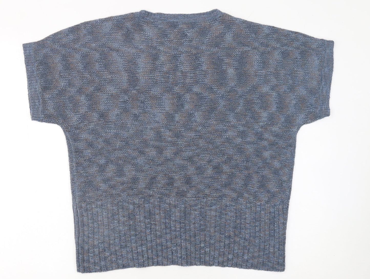 Katies Women's Blue Knit Short Sleeve Pullover Jumper Size L
