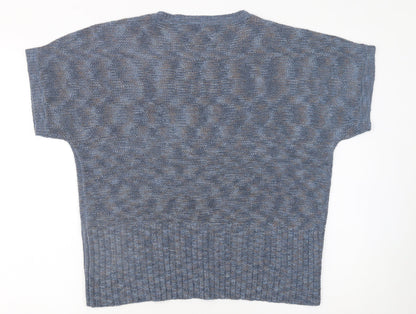 Katies Women's Blue Knit Short Sleeve Pullover Jumper Size L