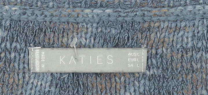 Katies Women's Blue Knit Short Sleeve Pullover Jumper Size L