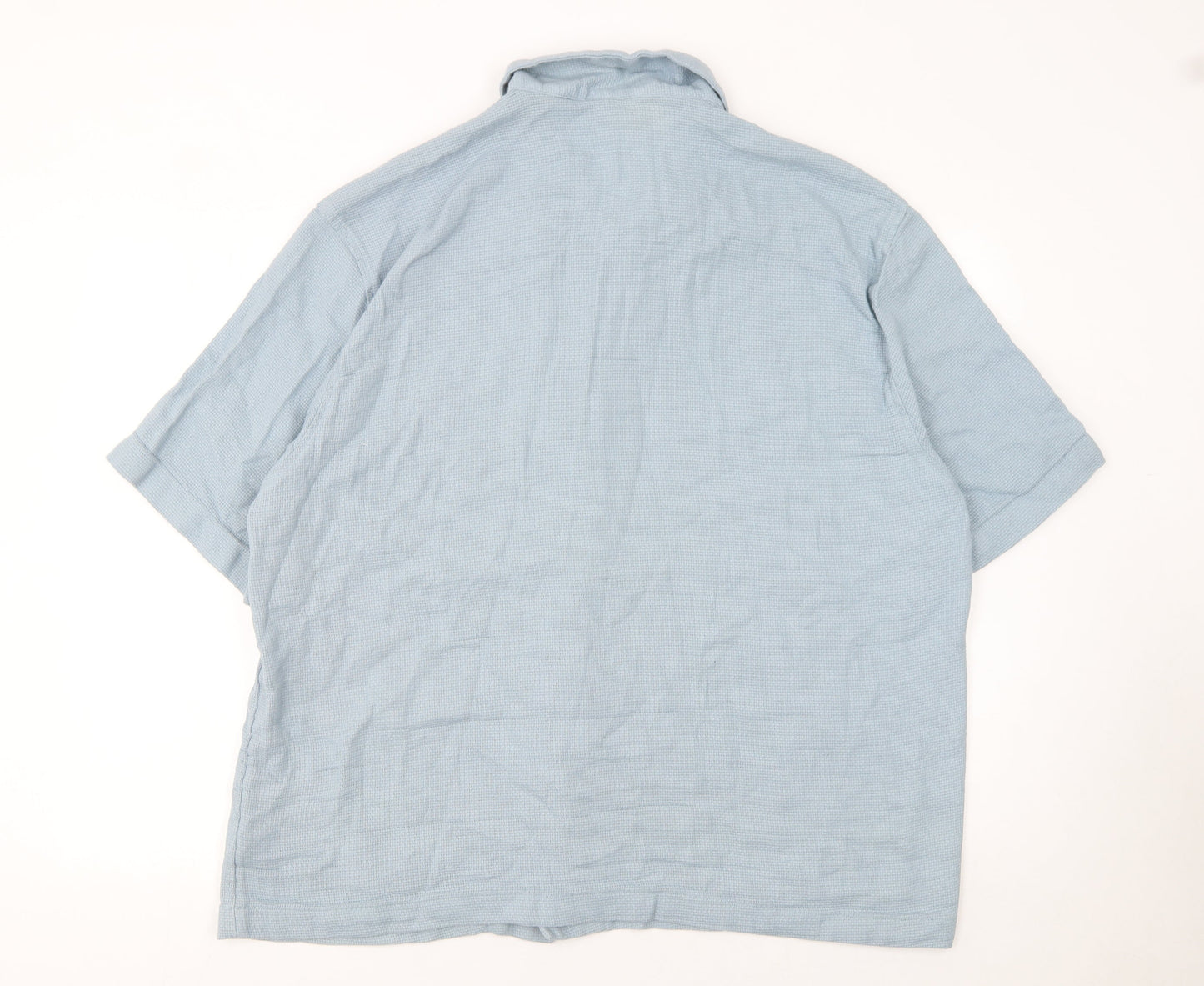 H&M Men’s Blue Regular Fit Short Sleeve Button-Up Shirt XL