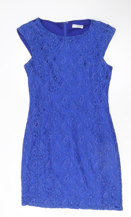 Marc Angelo Women's Blue Lace Sheath Dress Size 12 Sleeveless Cocktail