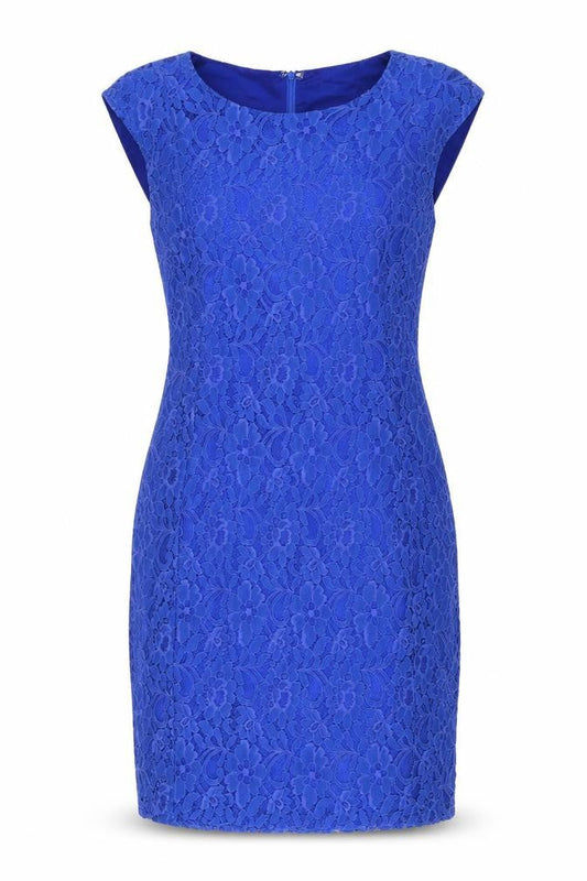 Marc Angelo Women's Blue Lace Sheath Dress Size 12 Sleeveless Cocktail