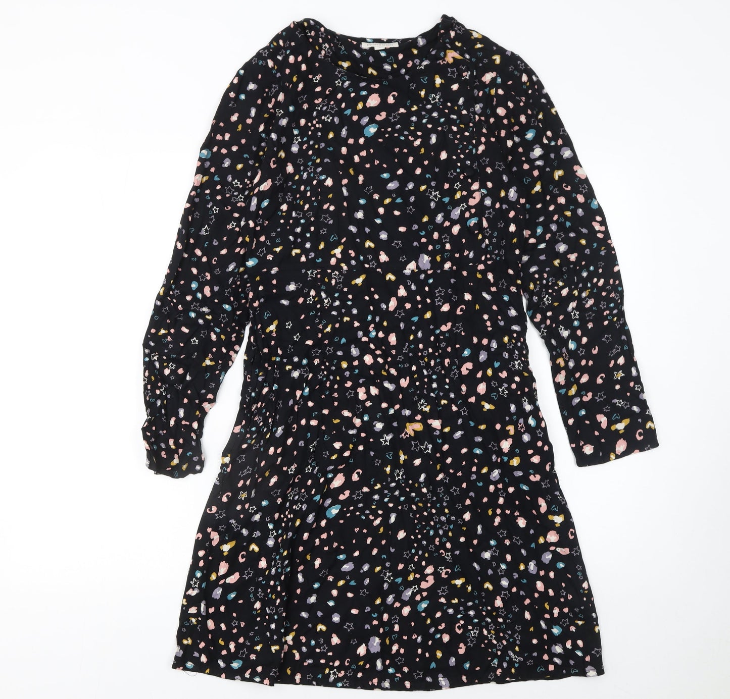 Monsoon Womens Black Floral A-Line Knee Length Dress Size S