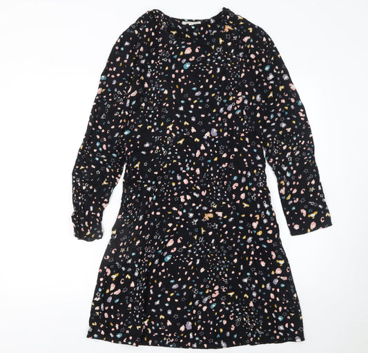 Monsoon Womens Black Floral A-Line Knee Length Dress Size S