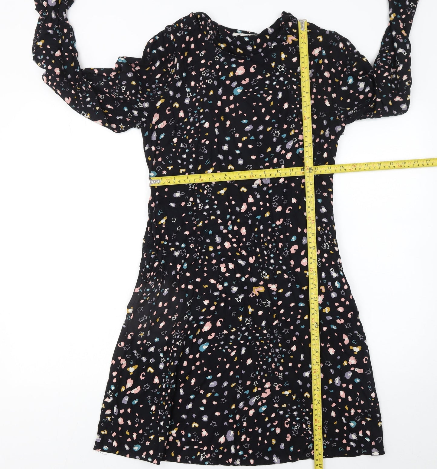 Monsoon Womens Black Floral A-Line Knee Length Dress Size S