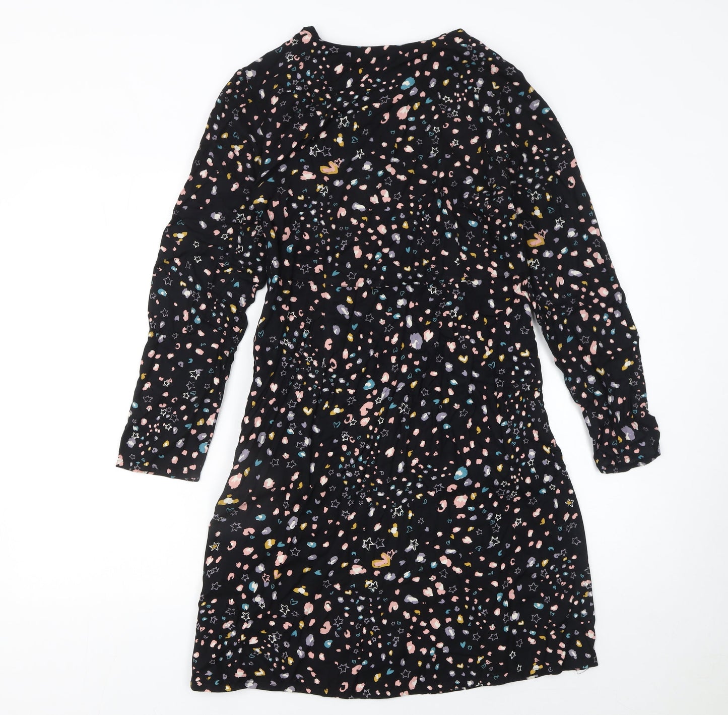 Monsoon Womens Black Floral A-Line Knee Length Dress Size S