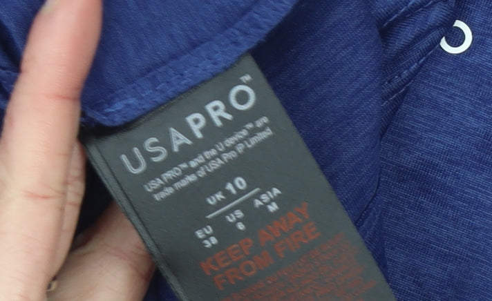 US PRO Women Blue V-Neck Short Sleeve Athletic T-Shirt Size 10