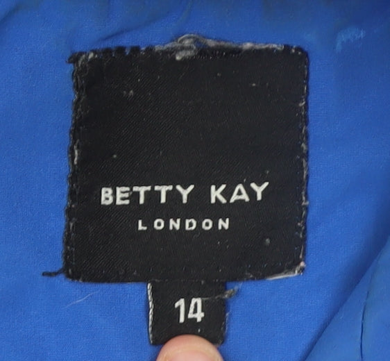 Betty Kay London Women Blue Hooded Rain Coat Jacket Size 14