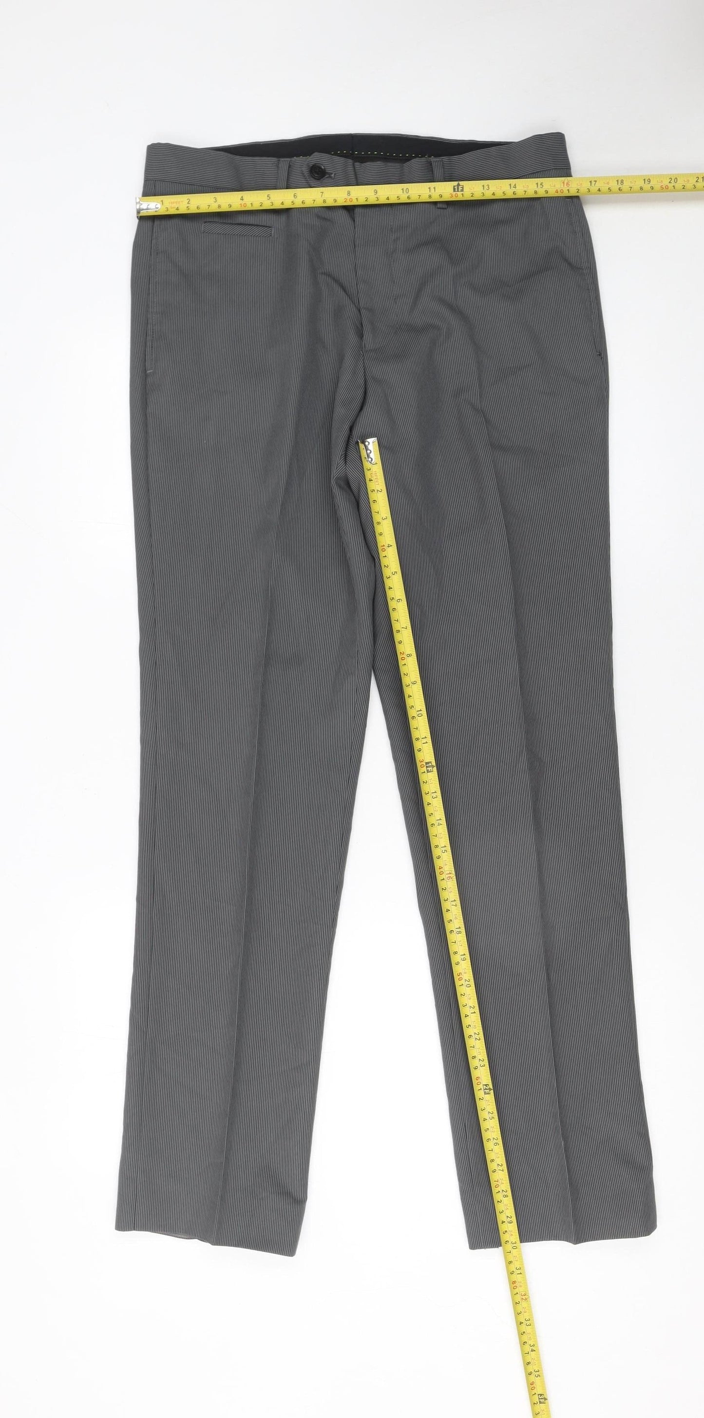 Remus Uomo Men's Grey Regular Fit Dress Pants 38R Wool Blend Formal Trousers