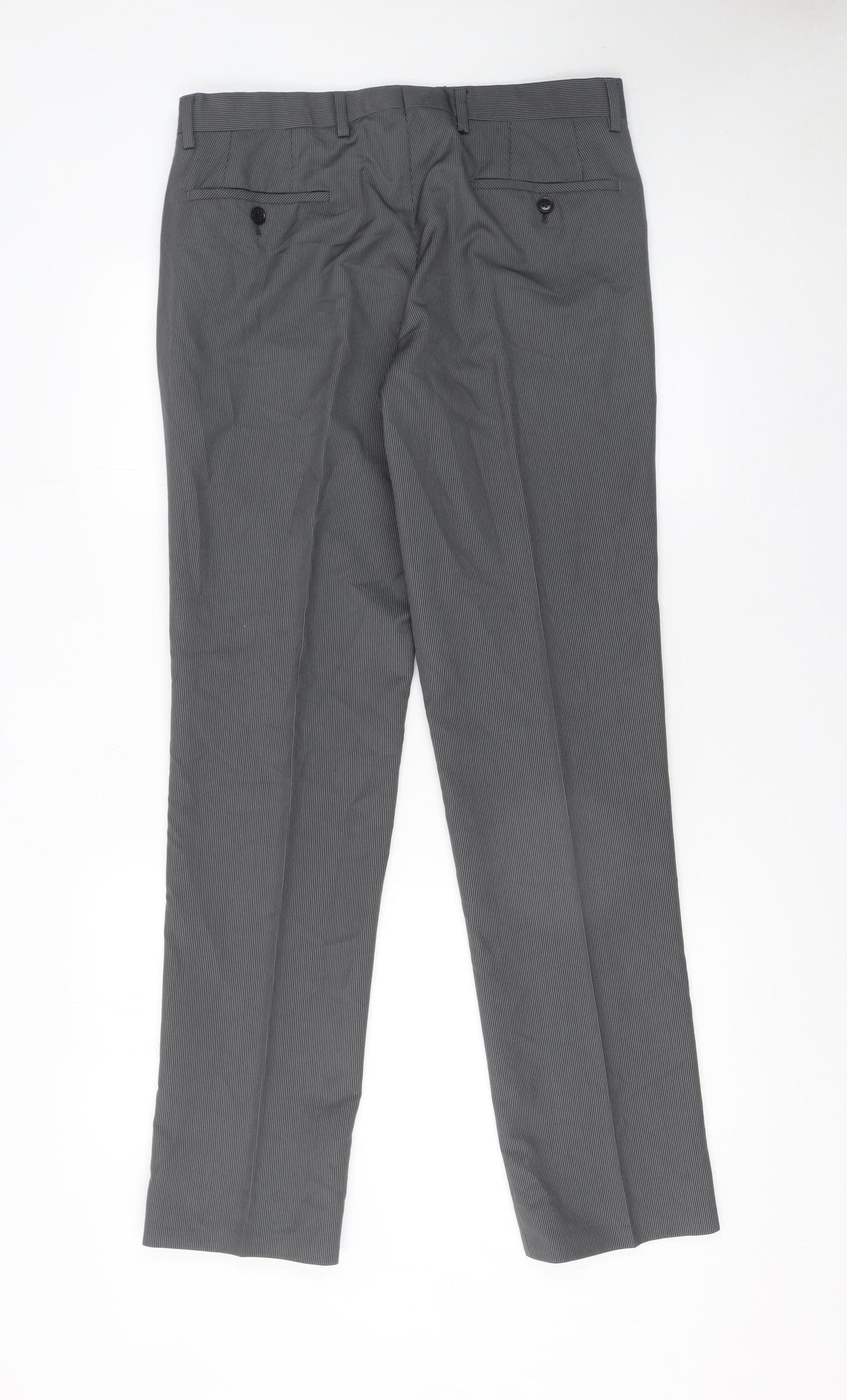 Remus Uomo Men's Grey Regular Fit Dress Pants 38R Wool Blend Formal Trousers