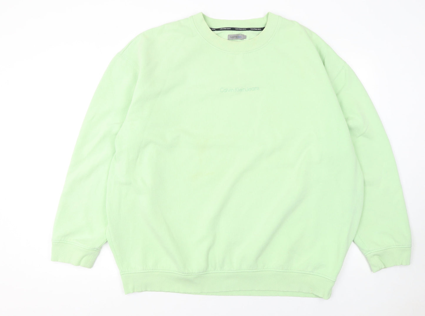 Calvin Klein Jeans Women's Green Cotton Crew Neck Sweatshirt L