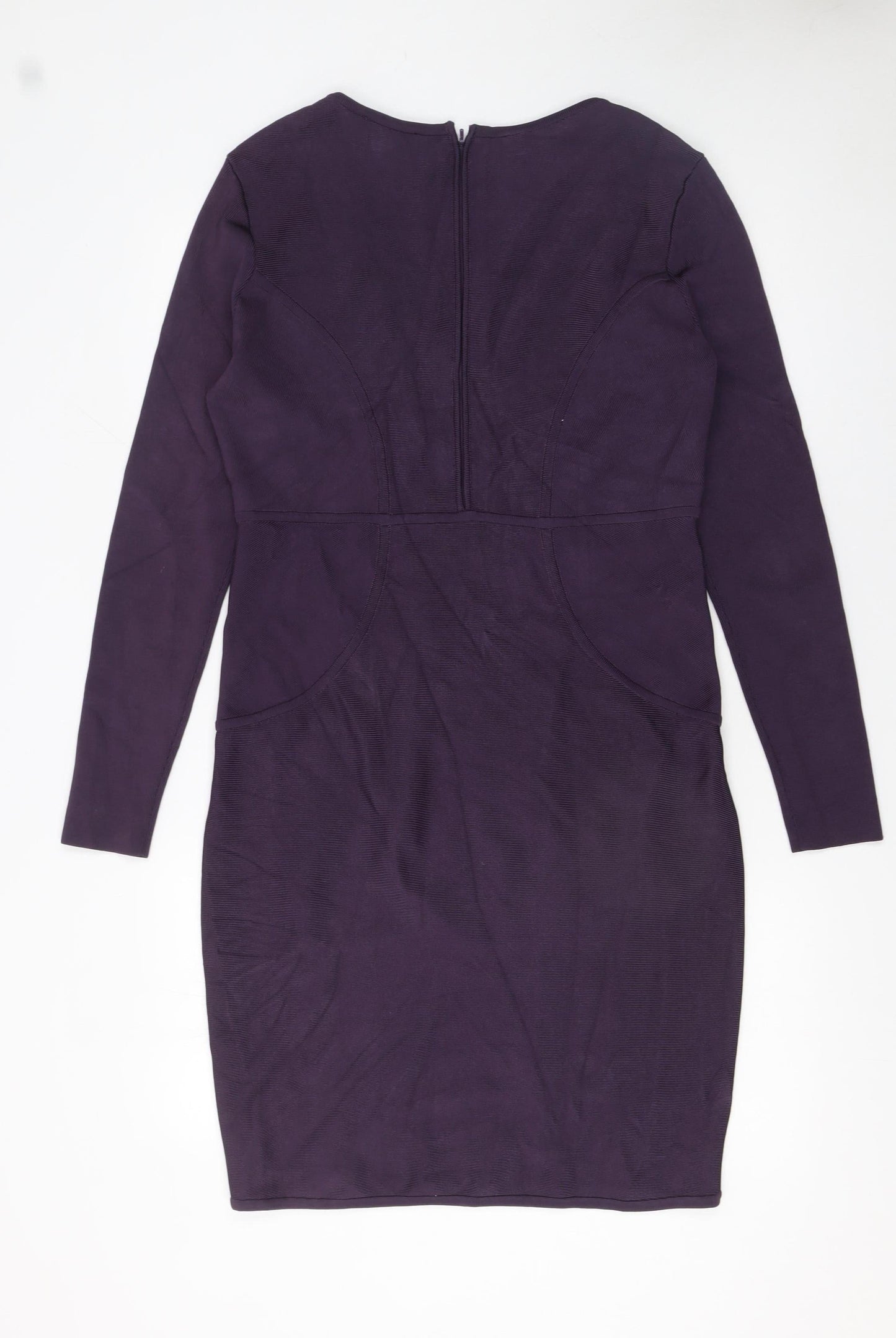 Ted Baker Women's Purple Viscose Blend Bodycon Dress Size 14