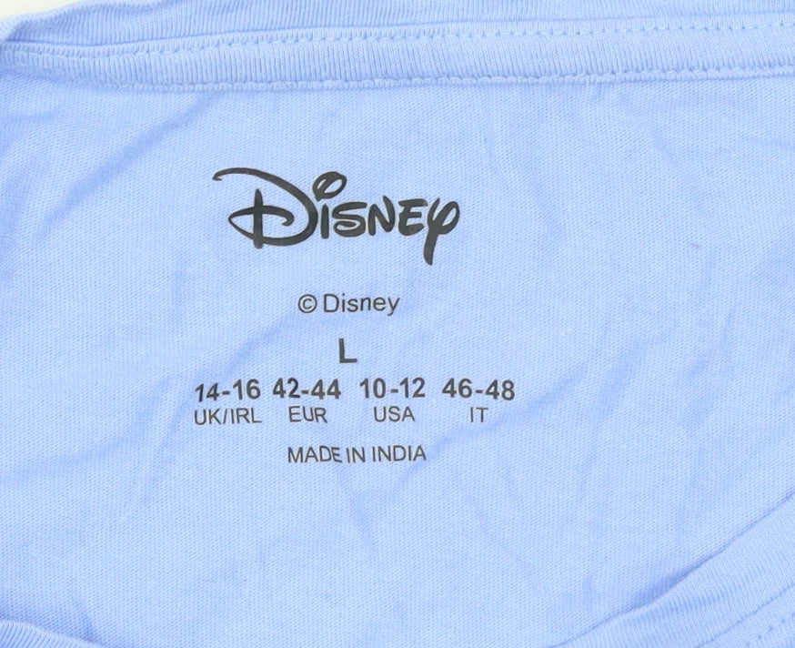 Disney Women’s Blue Stitch T-Shirt Size L Cotton Casual Top
