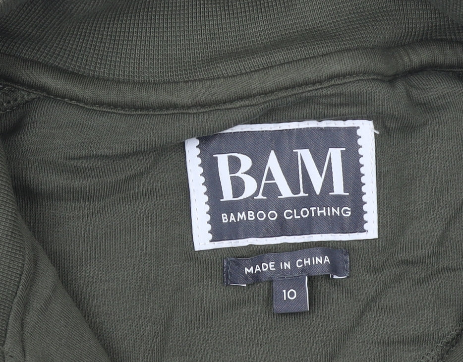 BAM Womens Green 1/2 Zip Pullover Sweatshirt Size 10 Bamboo Cotton Blend