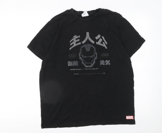 Marvel Iron Man Black Cotton Graphic Men's T-Shirt Medium