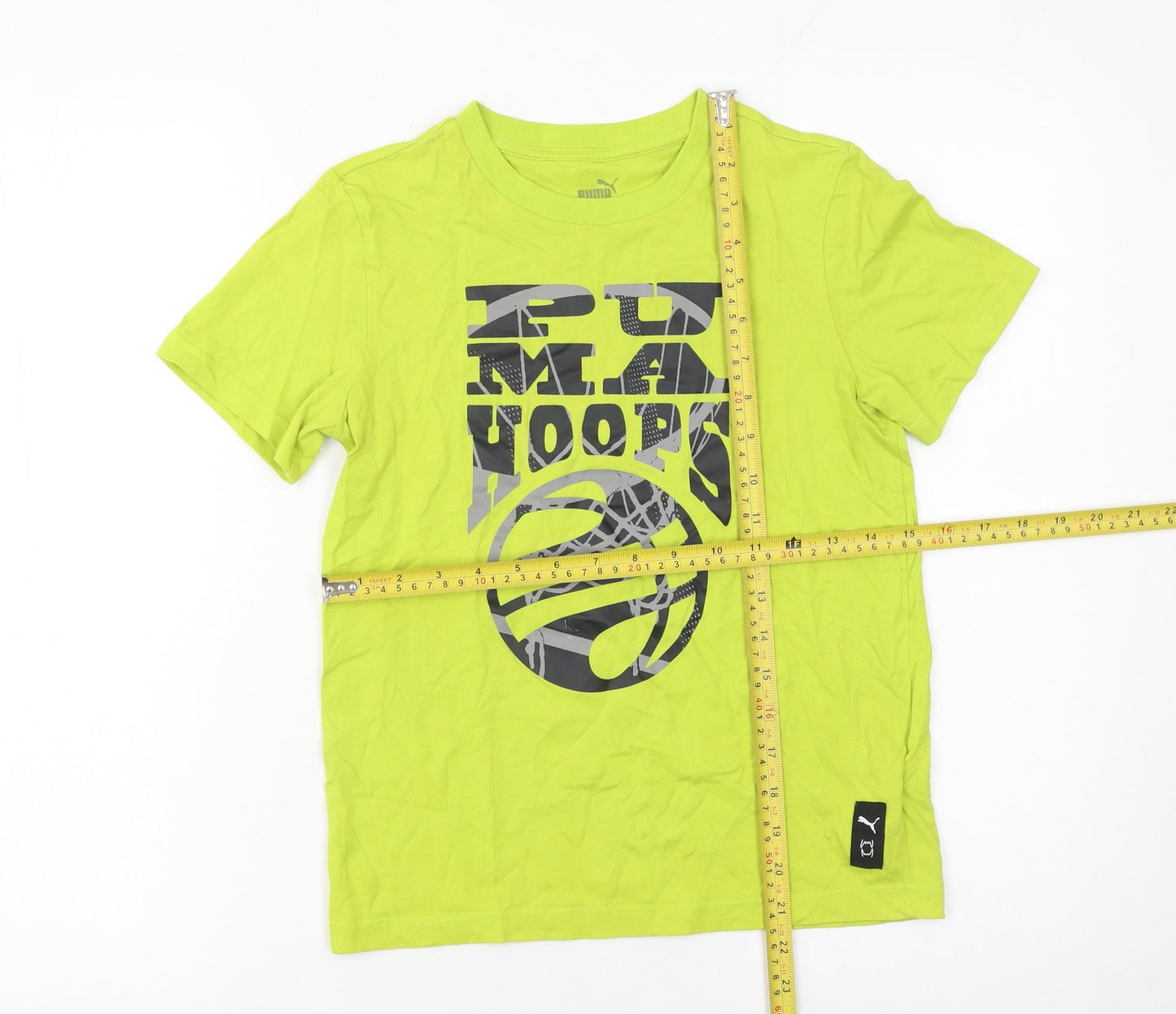 Puma Boys Yellow Graphic Basketball T-Shirt 11-12 Years Short Sleeve Cotton