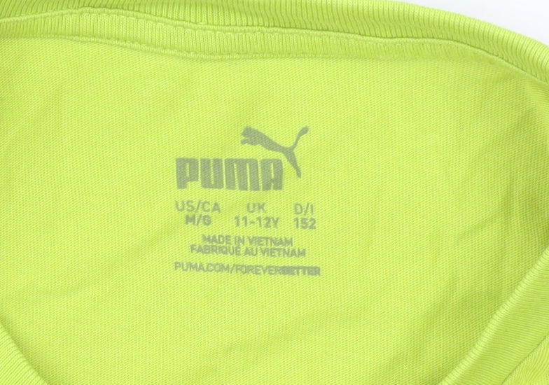 Puma Boys Yellow Graphic Basketball T-Shirt 11-12 Years Short Sleeve Cotton