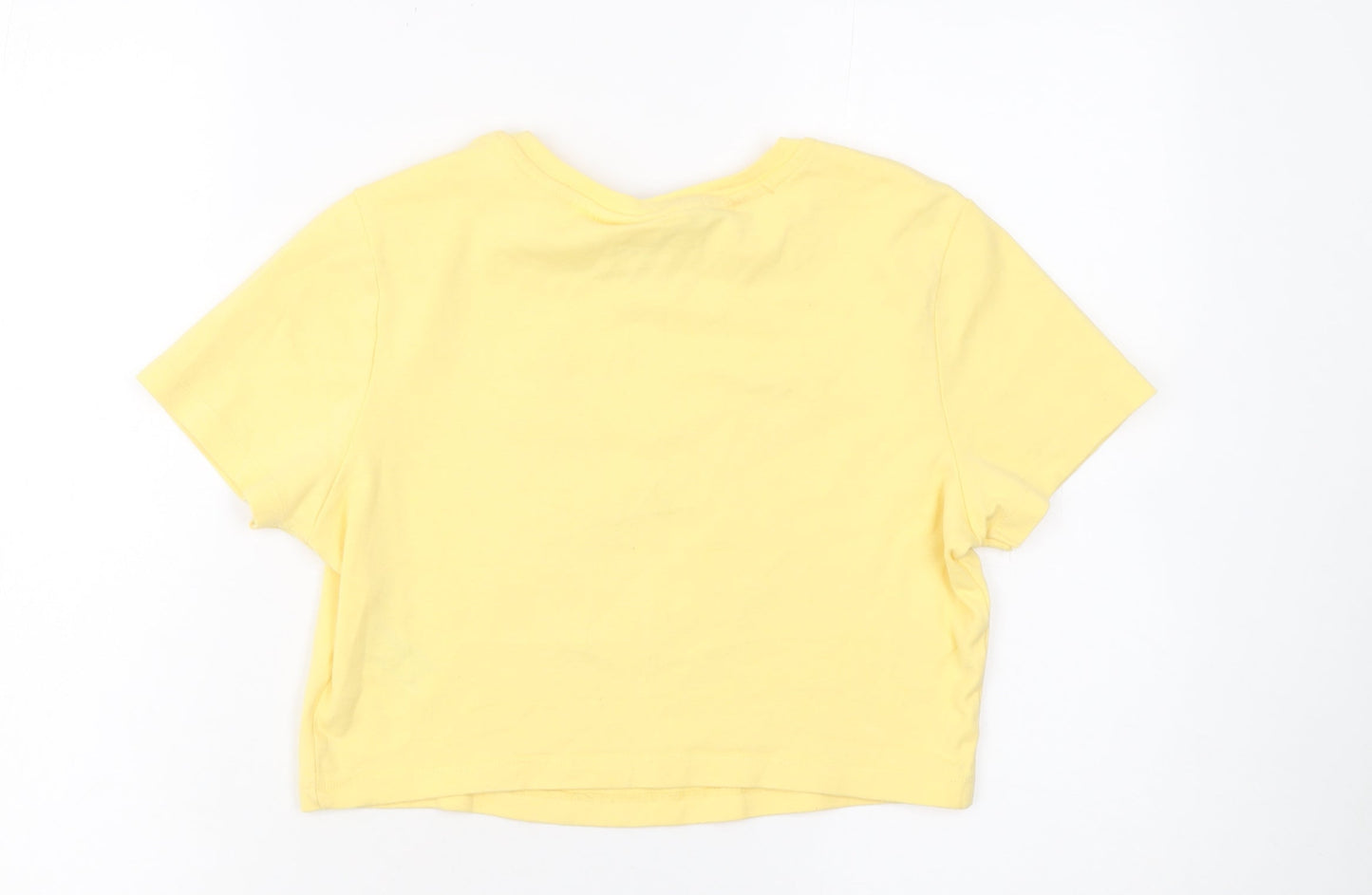 Tom and Jerry Women's Yellow Cropped T-Shirt M Crew Neck Cotton