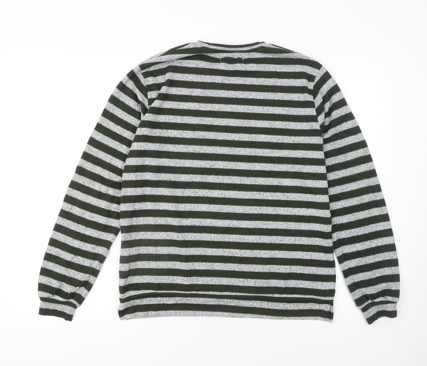 Zara Girls Grey Striped Pullover Knit Jumper 13-14 Years Long Sleeve