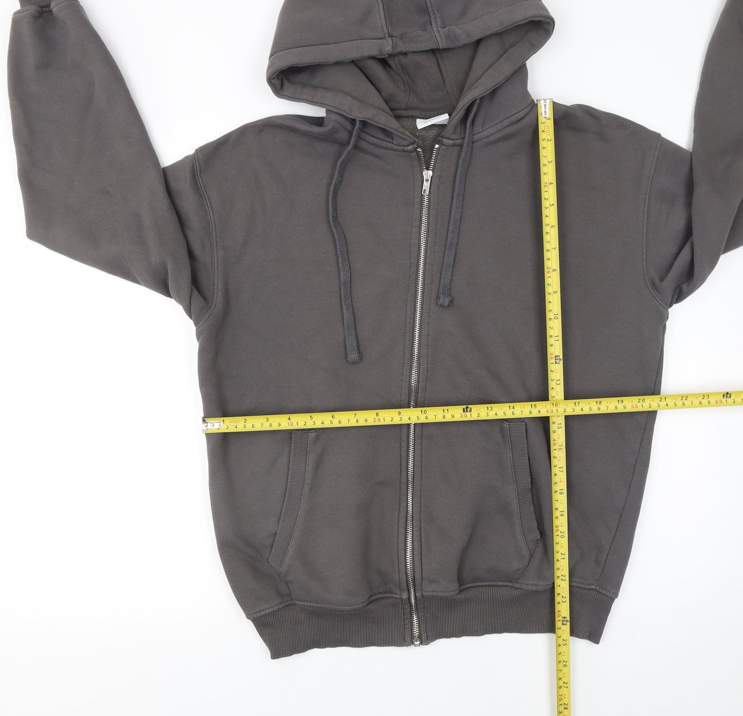 Bershka Women Grey Full Zip Hoodie Size S Cotton Blend Casual