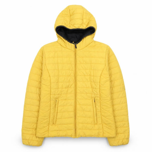 Stradivarius Women’s Yellow Puffer Jacket Size 12 Hooded Quilted Coat